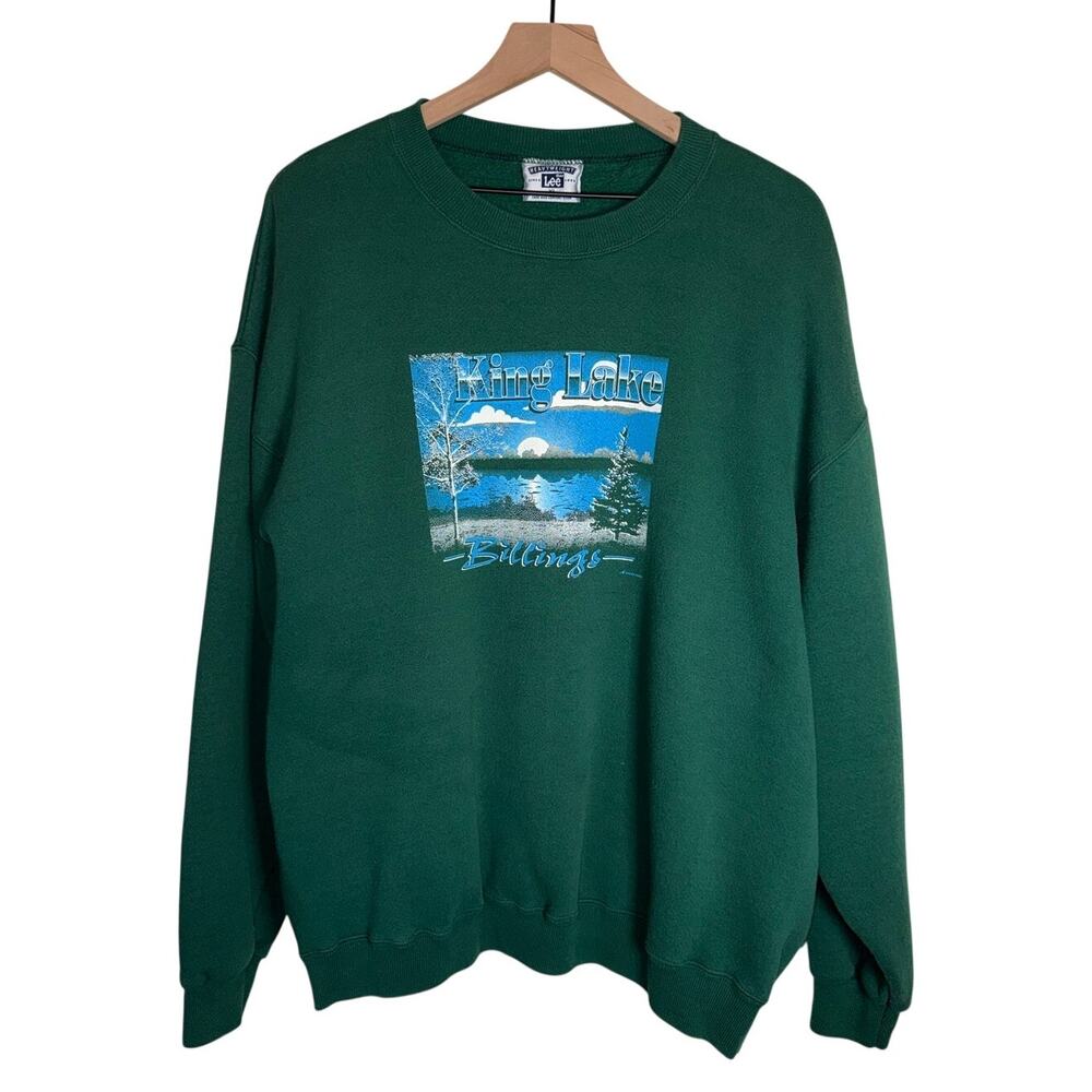 VINTAGE LEE King Lake Billings Montana graphic oversized comfy crewneck XL
